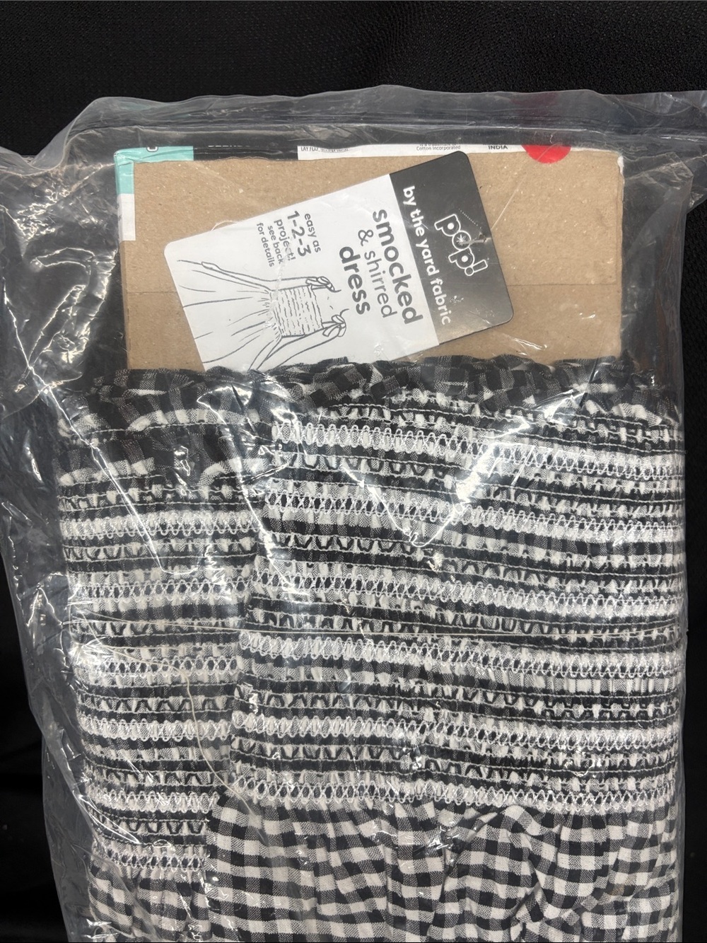 Pop! by the Yard Fabric Smocked and shirred Gingham Dress fabric - Black & White